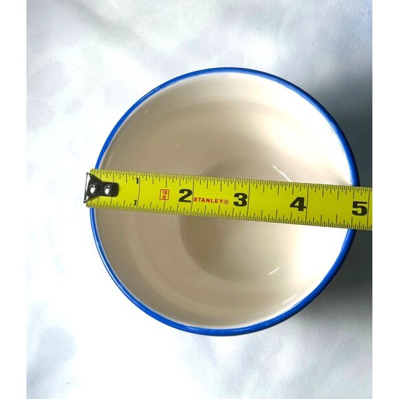 Mary Engelbreit Hand Painted Snowman Bowls Set 2 ND Blue White Polka Dot Winter - Picture 4 of 10